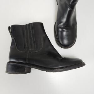 LL Bean Leather Chelsea‎ Boots Women's 8 Black Pull On Booties